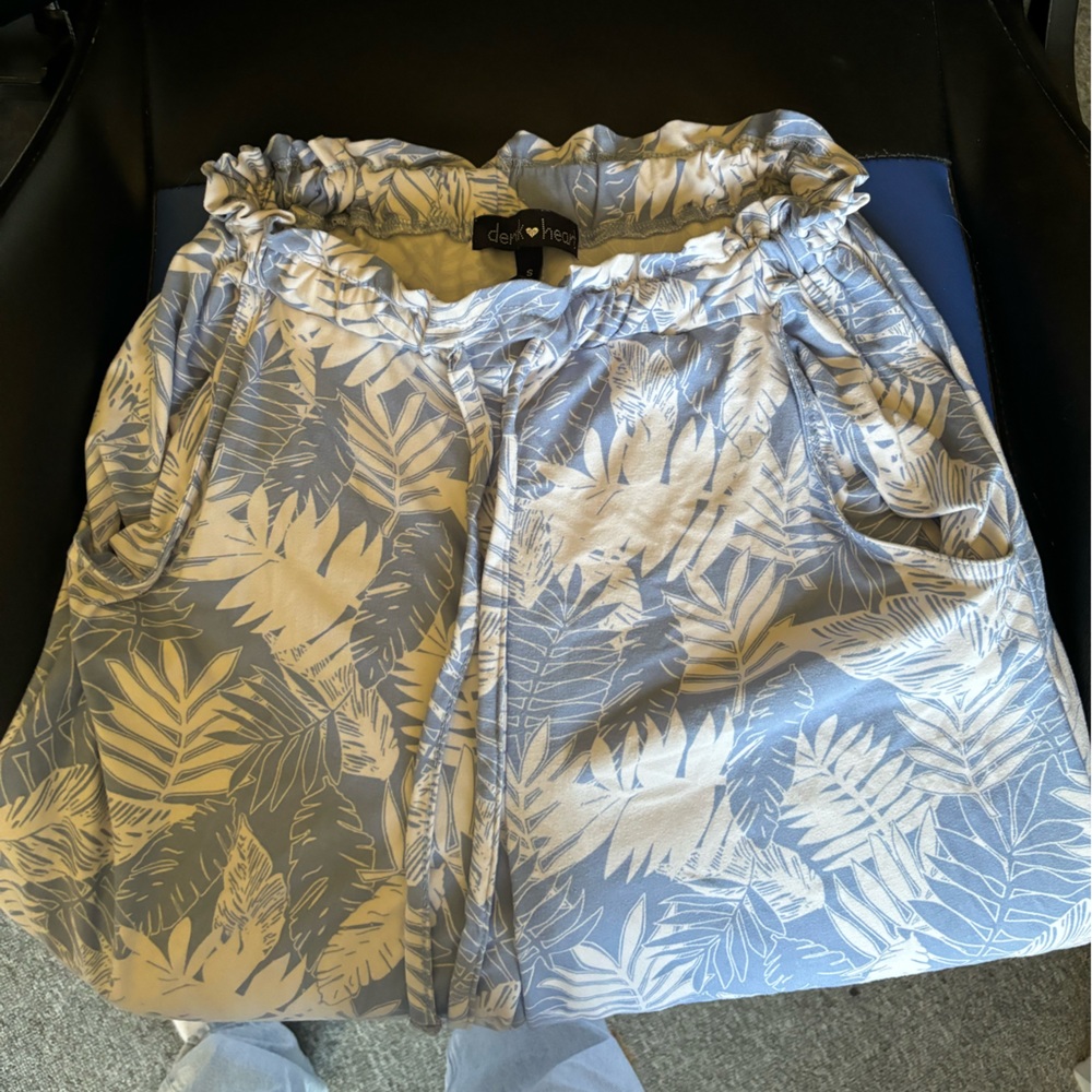 Blue And White Print Beachy Pants
